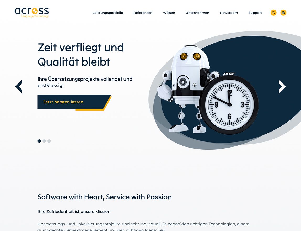 Webdesign für Across Website