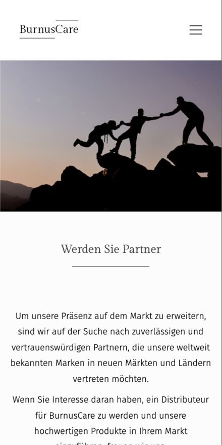 Screenshot vom Projekt Burnus Care