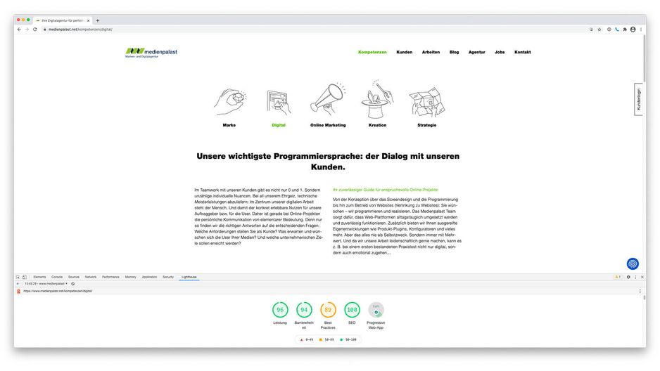 Report der Kennzahlen LCP, FID und CLS